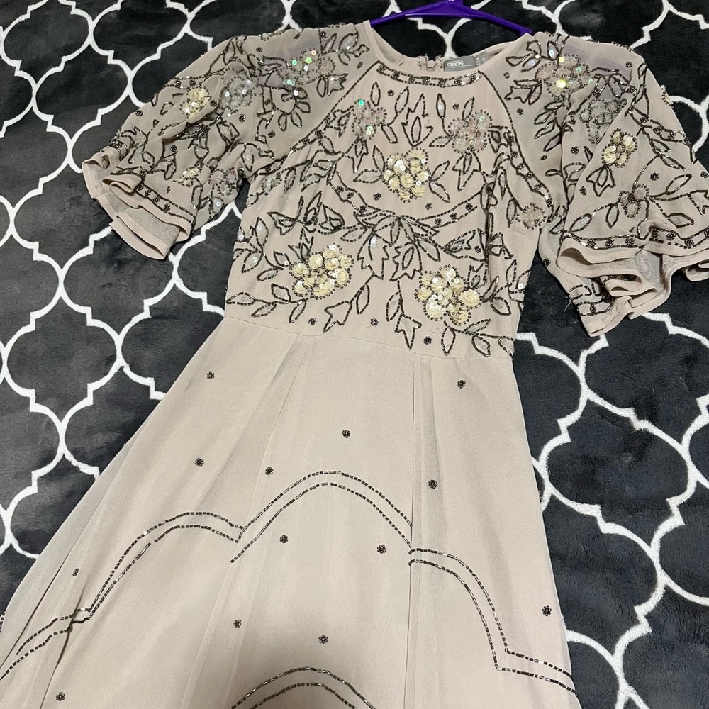 Beige Beaded Maxi Asos Dress